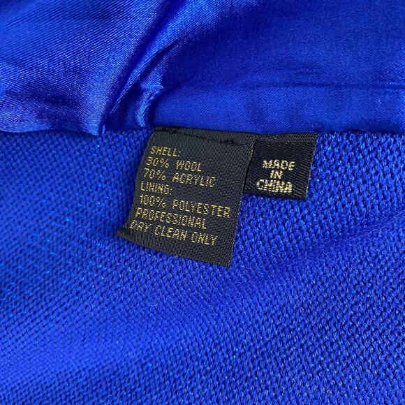 STUNNING rhinestone Donna Vinci Knits Church Skirt Suit 8 Blue Wool Blend Jewels - Picture 9 of 16